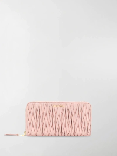Shop Miu Miu Matelassé Continental Wallet In Pink