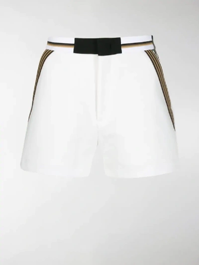 Shop Fendi Contrast Check Pocket Shorts In White