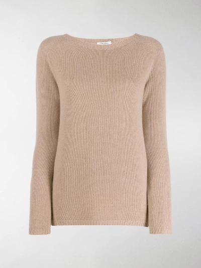 Shop Max Mara Round Neck Carryover Jumper In Brown