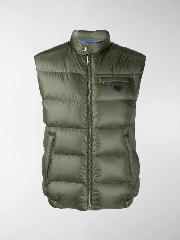 Prada triangle-logo quilted gilet - Green