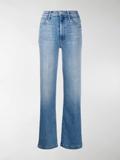 Shop Mother Slit Bootcut Jeans In Blue