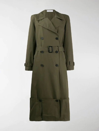 Shop Jw Anderson Folded Hem Trench Coat In Green