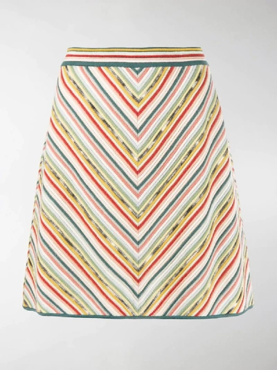 Shop Missoni Stripe A-line Skirt In Green