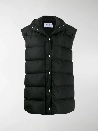 Shop Msgm Sleeveless Puffer Jacket In Black