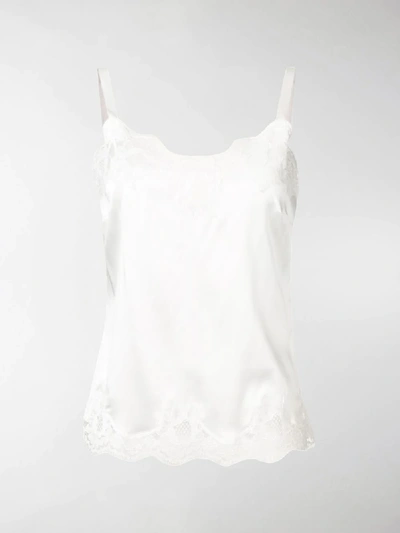 Shop Dolce & Gabbana Lace Trim Slip Top In White