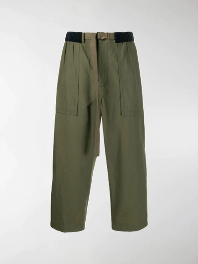 Shop Sacai Fatigue Cropped Trousers In Green