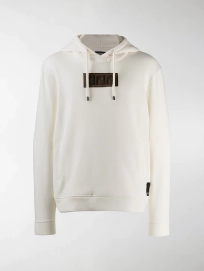 Shop Fendi Embroidered Ff Logo Hoodie In White