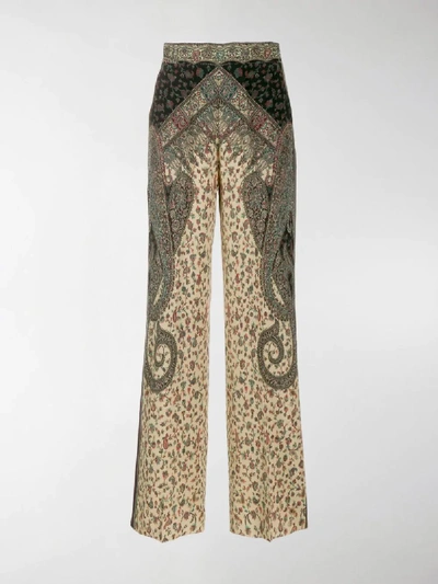 Shop Etro Paisley Print Trousers In Neutrals
