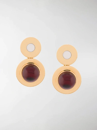 Shop Marni Double Disk Stone Earrings In Gold