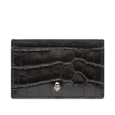 Shop Alexander Mcqueen Skull Croc Card Holder In Black