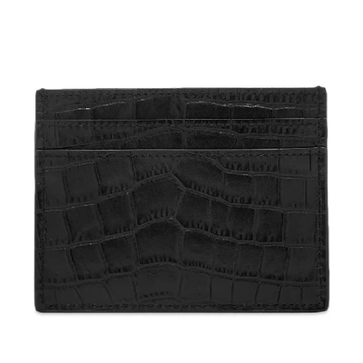 Shop Saint Laurent Moc Croc Card Holder In Black
