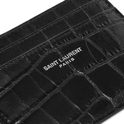 Shop Saint Laurent Moc Croc Card Holder In Black