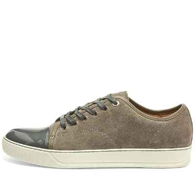 Shop Lanvin Patent Toe Cap Low Sneaker In Grey