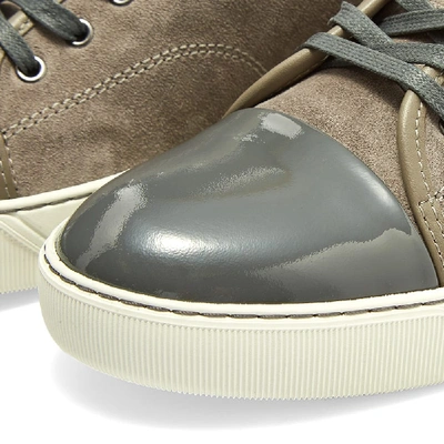 Shop Lanvin Patent Toe Cap Low Sneaker In Grey