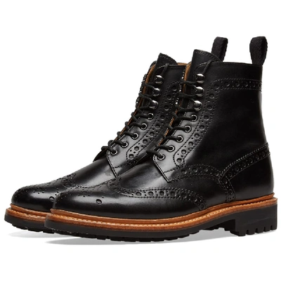 Shop Grenson Fred Commando Sole Brogue Boot In Black