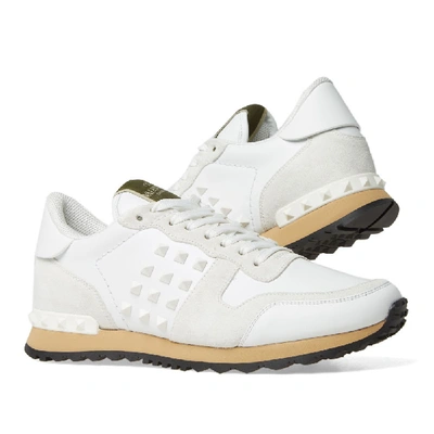 Shop Valentino Tonal Rockrunner Sneaker In White