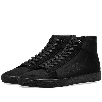 Shop Saint Laurent Sl-06 Mid Signature Canvas Sneaker In Black