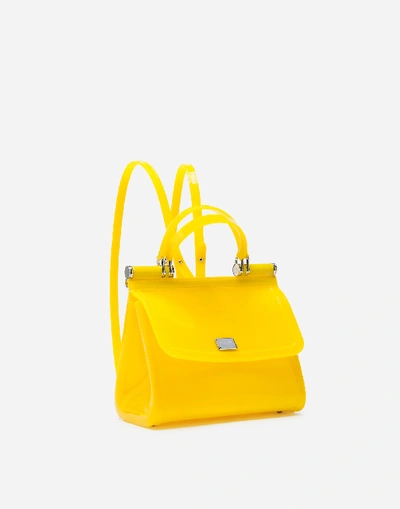 Shop Dolce & Gabbana Small Sicily Backpack In Semi-transparent Rubber In Yellow