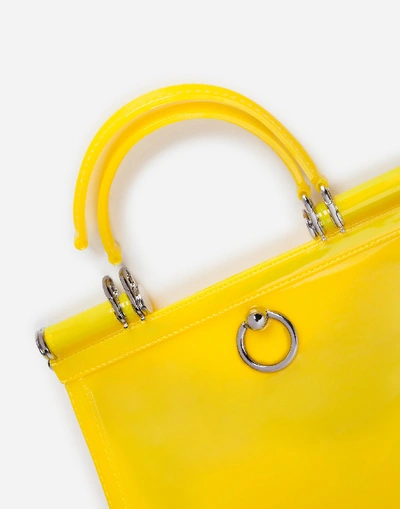 Shop Dolce & Gabbana Small Sicily Backpack In Semi-transparent Rubber In Yellow