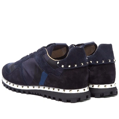 Shop Valentino Camo Stud Sole Rockrunner Sneaker In Blue