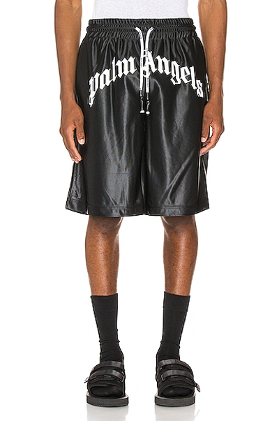 Shop Palm Angels Logo Mesh Shorts In Black & White