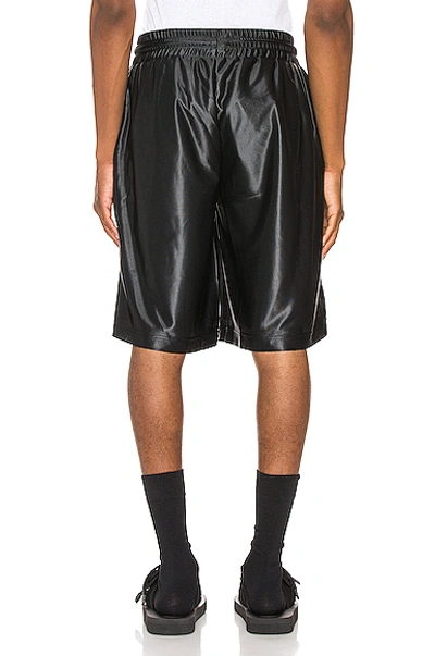 Shop Palm Angels Logo Mesh Shorts In Black & White