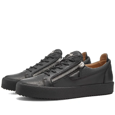 Shop Giuseppe Zanotti Double Zip Low Sneaker In Black