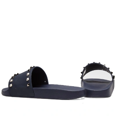 Shop Valentino Rockstud Slide Sandal In Blue