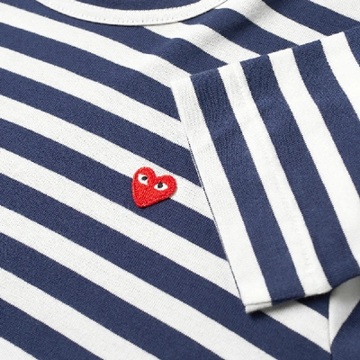 Shop Comme Des Garçons Play Comme Des Garcons Play Women's Little Red Heart Stripe Tee In Blue