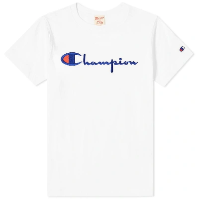 Shop Champion Reverse Weave Women's Logo Script Tee In White