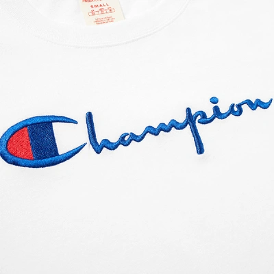 Shop Champion Reverse Weave Women's Logo Script Tee In White