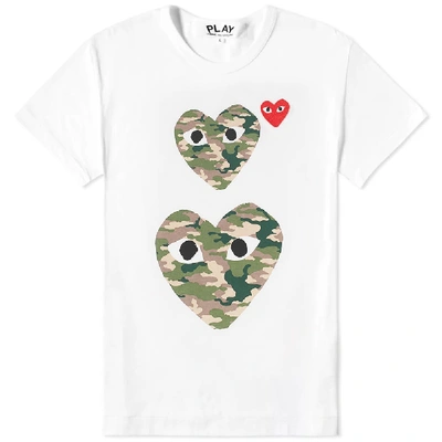Shop Comme Des Garçons Play Comme Des Garcons Play Women's Twin Heart Tee In White
