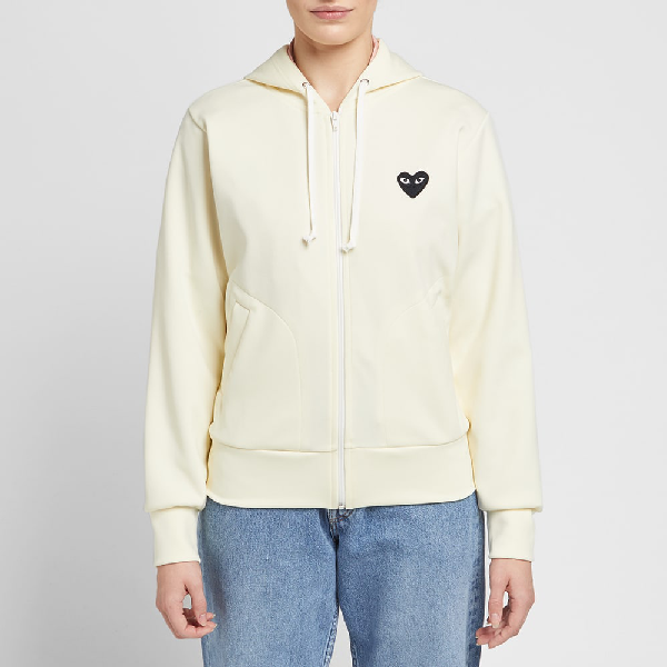 comme des garcons play black heart zip back print track top