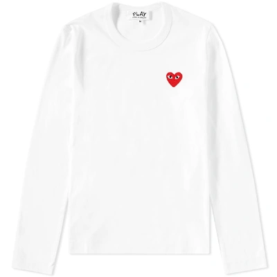 Shop Comme Des Garçons Play Comme Des Garcons Play Women's Long Sleeve Basic Logo Tee In White
