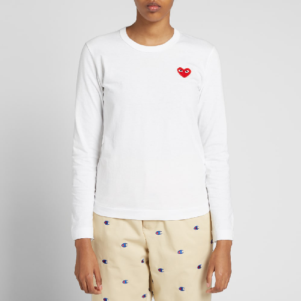 comme des garcons play long sleeve basic logo tee