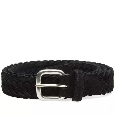 Shop Anderson's Woven Suede Belt In Black