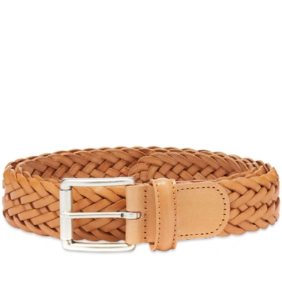 Shop Anderson's Woven Leather Belt In Neutrals