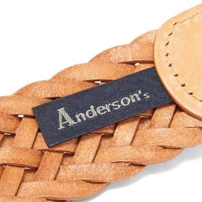 Shop Anderson's Woven Leather Belt In Neutrals