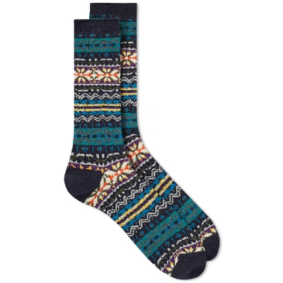 Shop Anonymous Ism Fair Isle Crew Sock In Blue