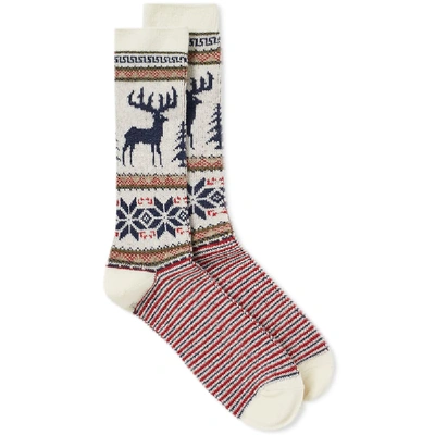 Shop Anonymous Ism Deer Snow Socks In White