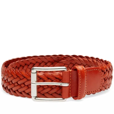 Shop Anderson's Woven Leather Belt In Brown