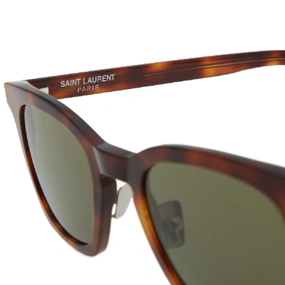 Shop Saint Laurent Sl 138 Slim Sunglasses In Brown