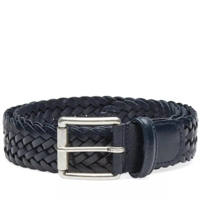 Shop Anderson's Woven Leather Belt In Blue