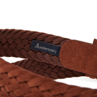 Shop Anderson's Woven Suede Belt In Brown