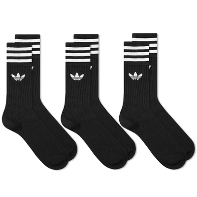 Adidas Originals Adidas Solid Crew Sock - 3 Pack In Black | ModeSens