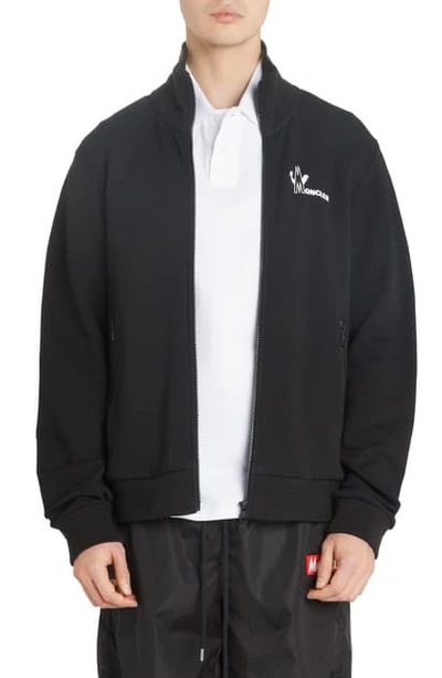 Shop Moncler Fleece Zip Jacket In Black