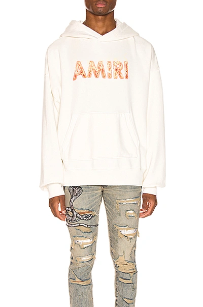 Shop Amiri Flame Logo Hoodie In Marshmallow