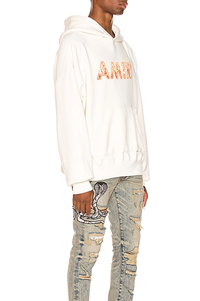 Shop Amiri Flame Logo Hoodie In Marshmallow