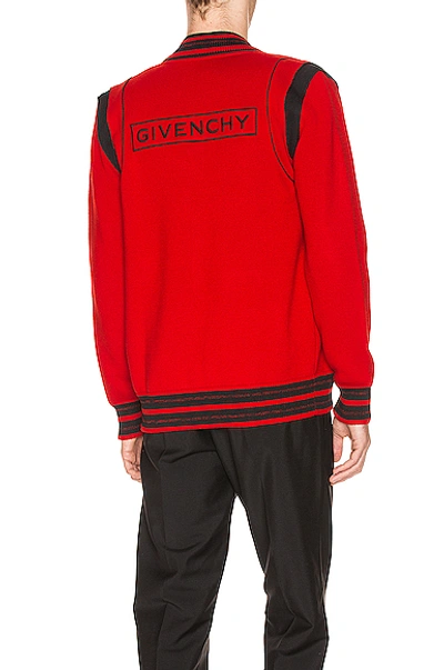 Shop Givenchy Wool Bomber Jacket In Red & Black