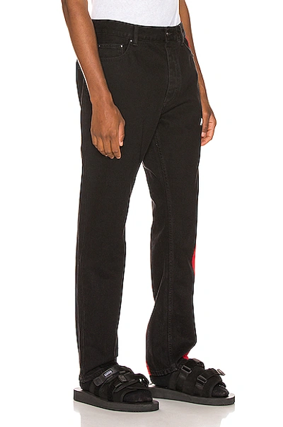 Shop Palm Angels 3/4 Track Denim Pants In Black & Red